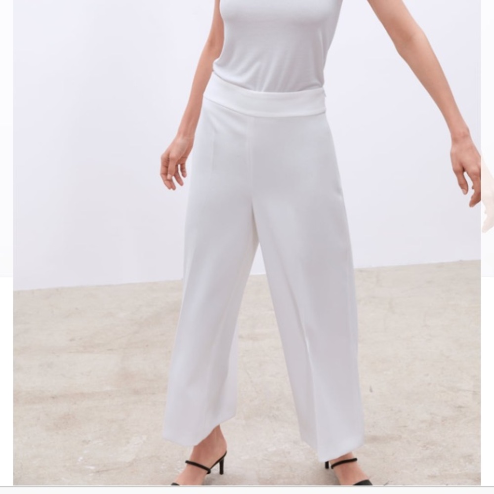 Zara ecru color high-waisted pants - Picture 2 of 4